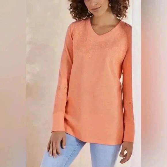 Soft Surroundings Tops - Soft Surroundings Women’s Mesquite Thermal Tunic Peach Pullover Top PS NWT